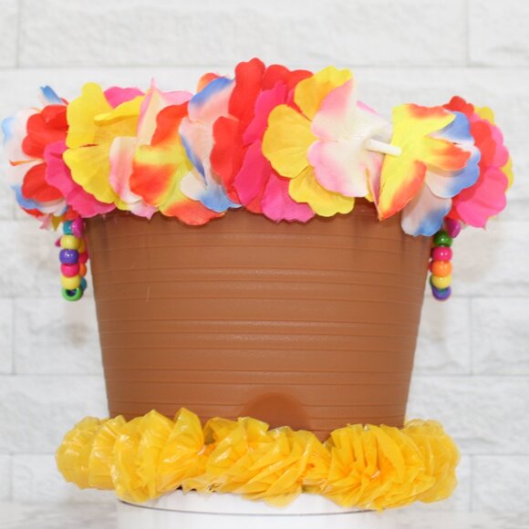 HAND CRAFTED Flamingo Pot Head Planter Upcycled Lady Face Luau Decor - Picture 4 of 13